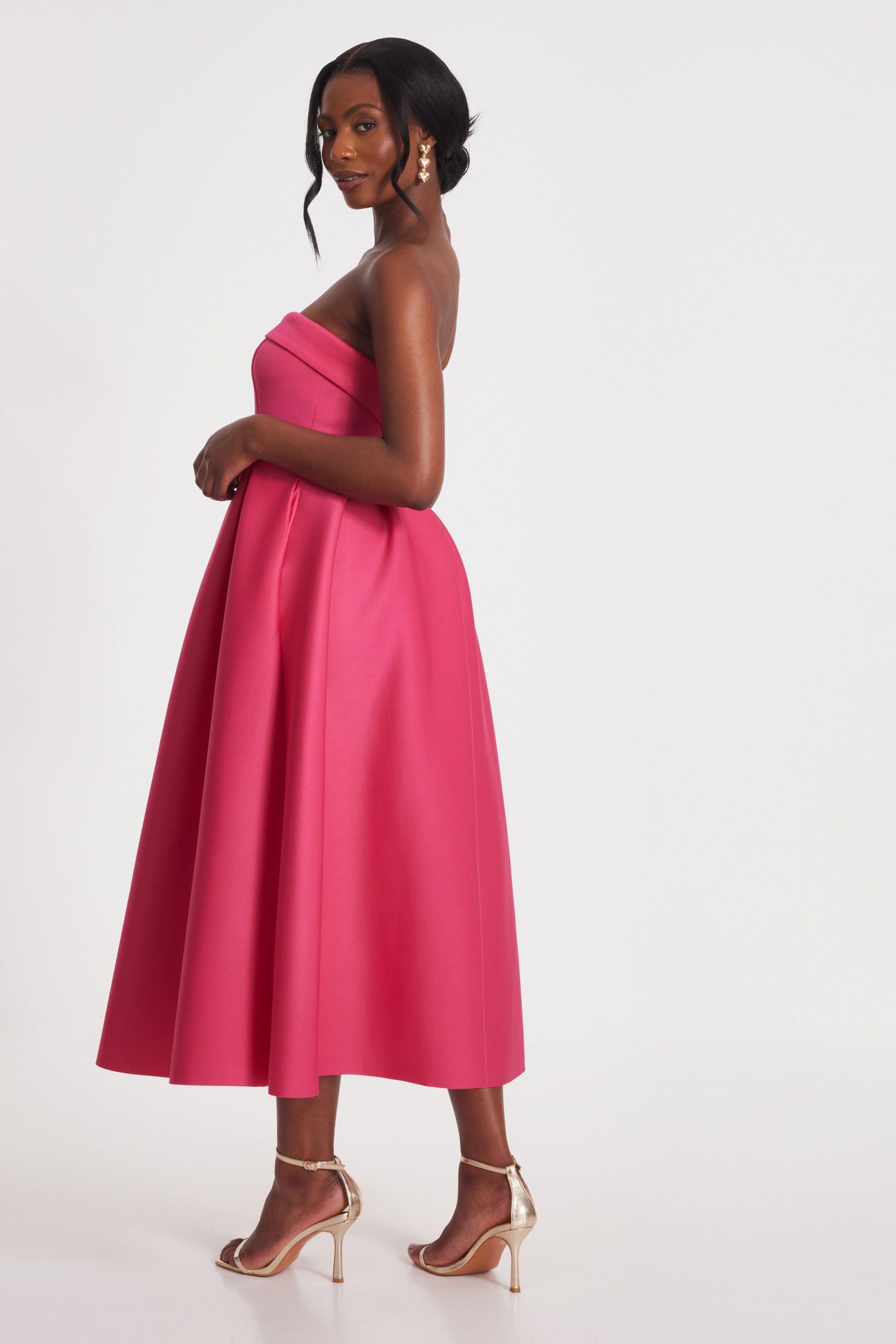 Women's Scuba Crepe Bandeau Skater Dress