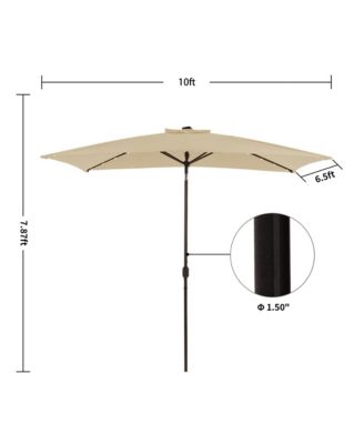 10 ft. x 6.5 ft. Rectangular Lighted Market Umbrella with Waterproof and UV Resistant in Red