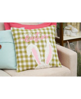 Easter Spring Themed Bunny Ears Spring Embroidered Accent Throw Pillow, 18" x 18"