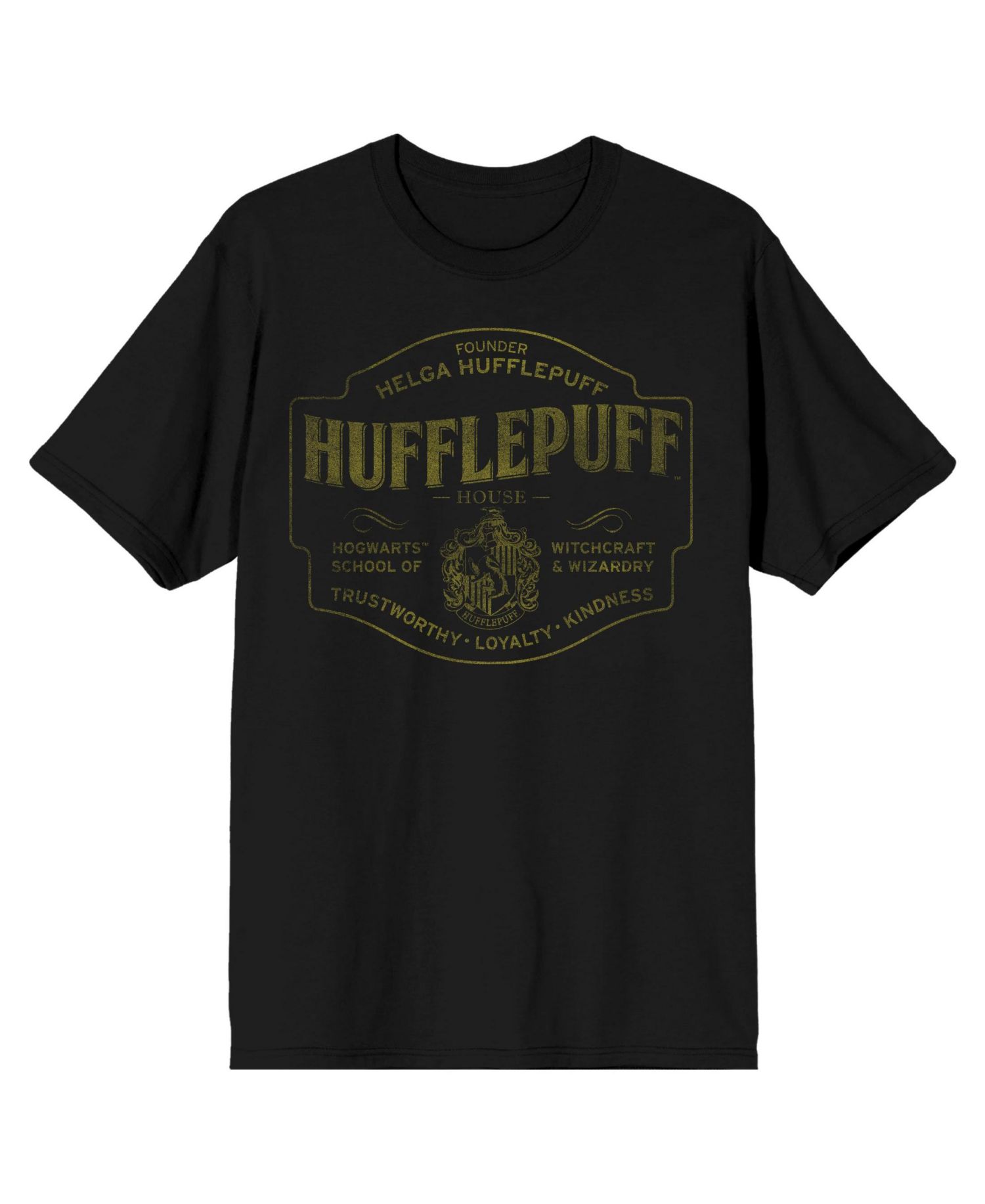 Men's Hufflepuff Hogwarts House Black Graphic Tee-3XL