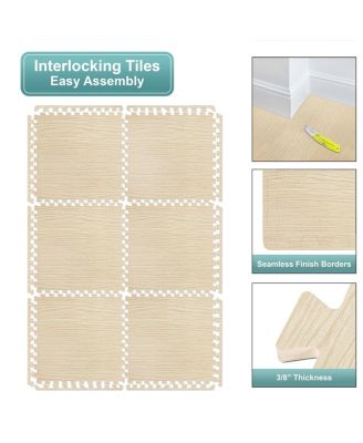 Thick 3/8-inch Wood Grain Floor Foam Tile Mats (24 Tiles, 96 Sq ft)