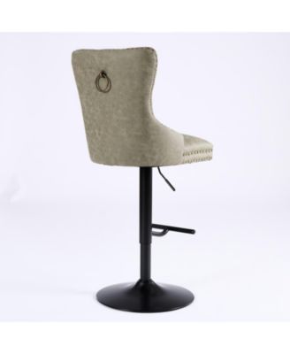 Set of 2 Metal/Faux Leather Adjustable Swivel Modern Design Bar Stools