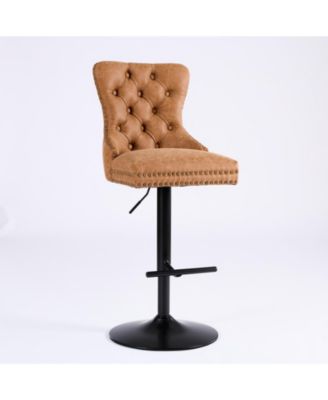 Set of 2 Metal/Faux Leather Adjustable Swivel Modern Design Bar Stools