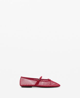 Women's Strap and Buckle Detail Mesh Ballet Flats