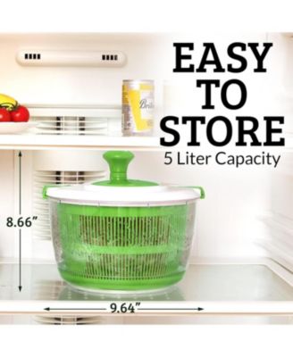 Manual Salad Spinner With Secure Lid Lock & Rotary Handle