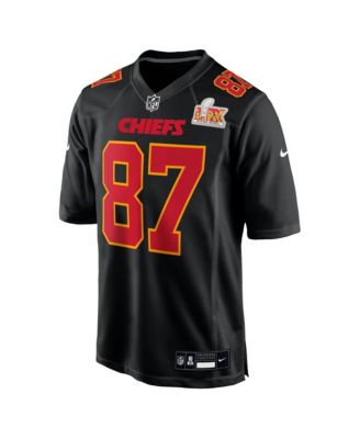 Men's Travis Kelce Black Kansas City Chiefs Super Bowl LIX Patch Fashion Game Jersey