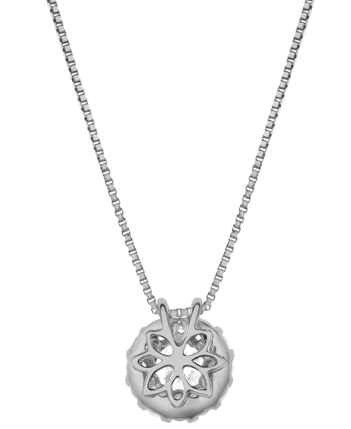 Macy's Diamond Halo Pendant Necklace (1/2 Ct. T.w.) In 14k White Gold In White Gold