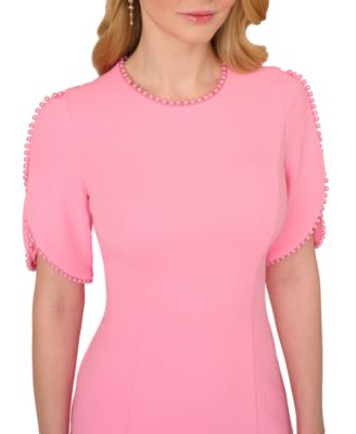 Women's Faux-Pearl-Trim Sheath Dress