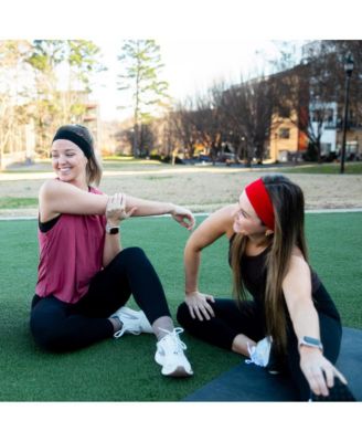 Women's Pack of Wide Training Headbands - Red + Grey + Black