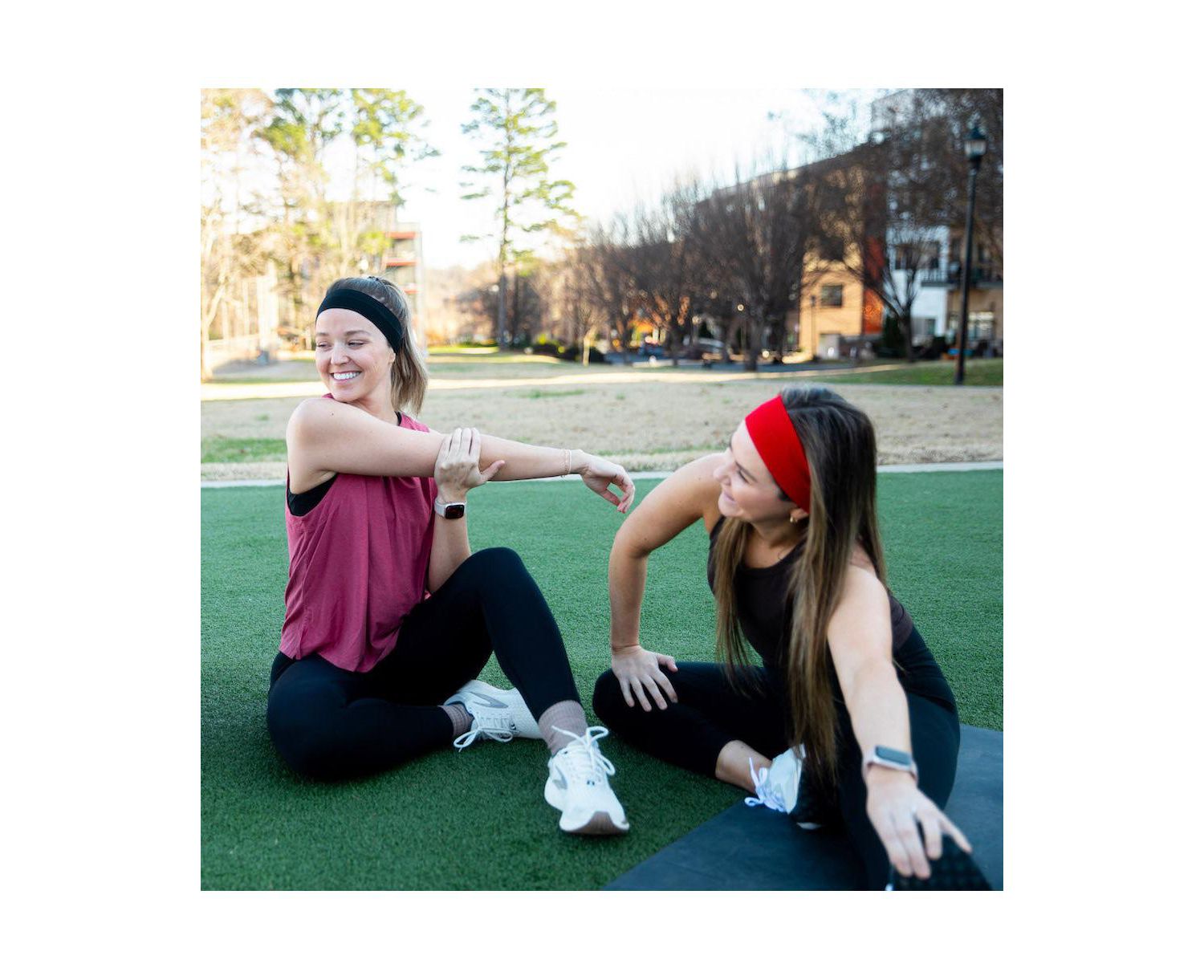 Women's Pack of Wide Training Headbands - Red + Grey + Black
