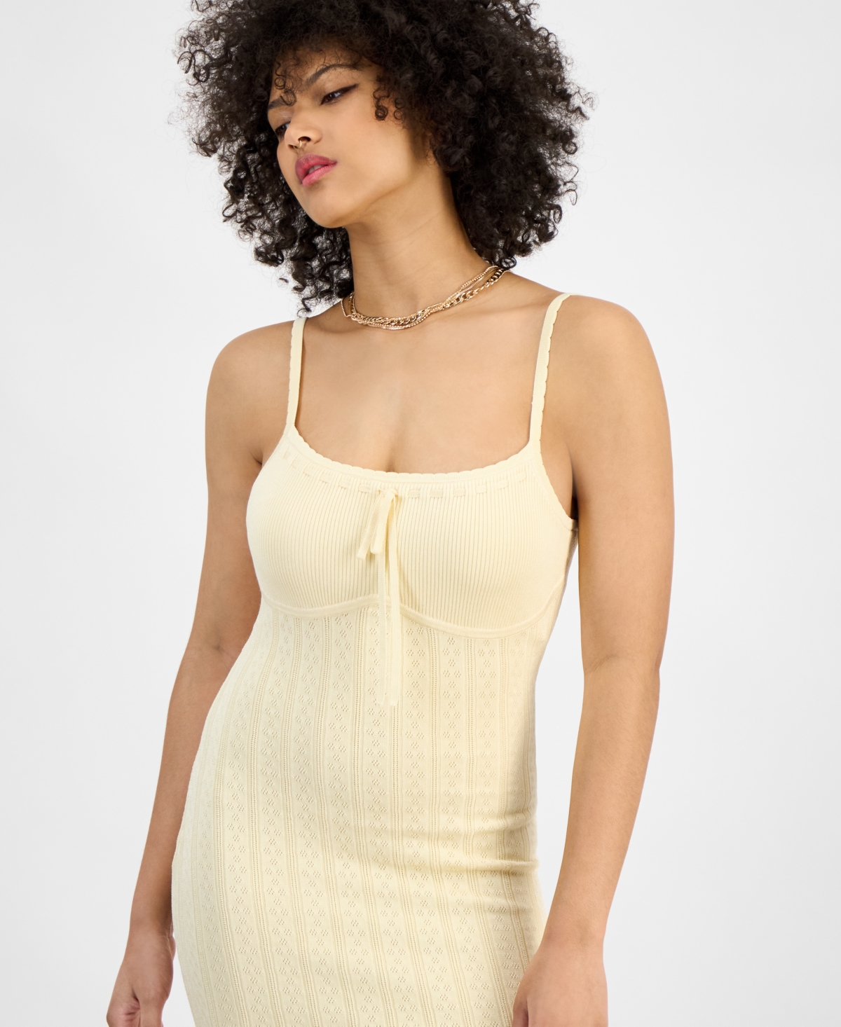 Guess Reina Pointelle Sweater Dress In Butter Icecream Multi