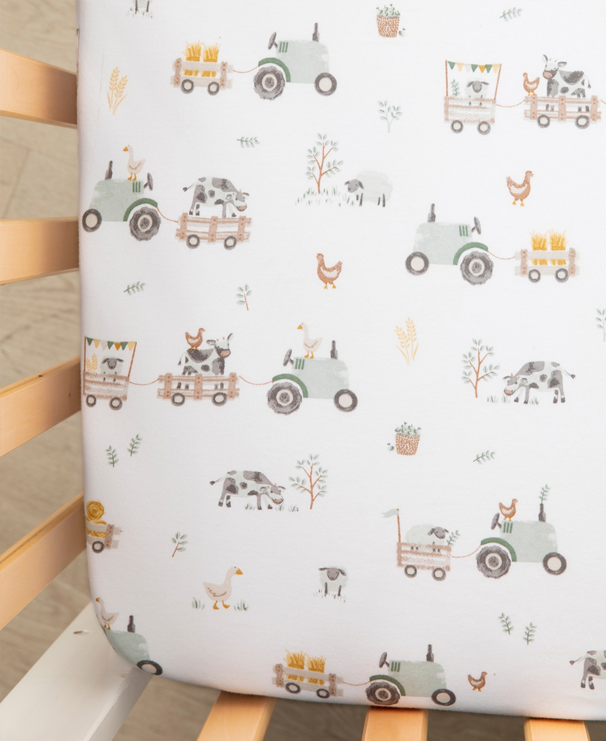Living Textiles Baby Tractor Ride Collection Cotton Crib Sheet In Multicolor
