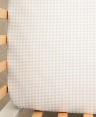 Living Textiles Baby Gingham-Print Cotton Crib Sheet - Cream