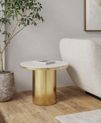 Glenn 19.68" Modern Sintered Stone Top End Table