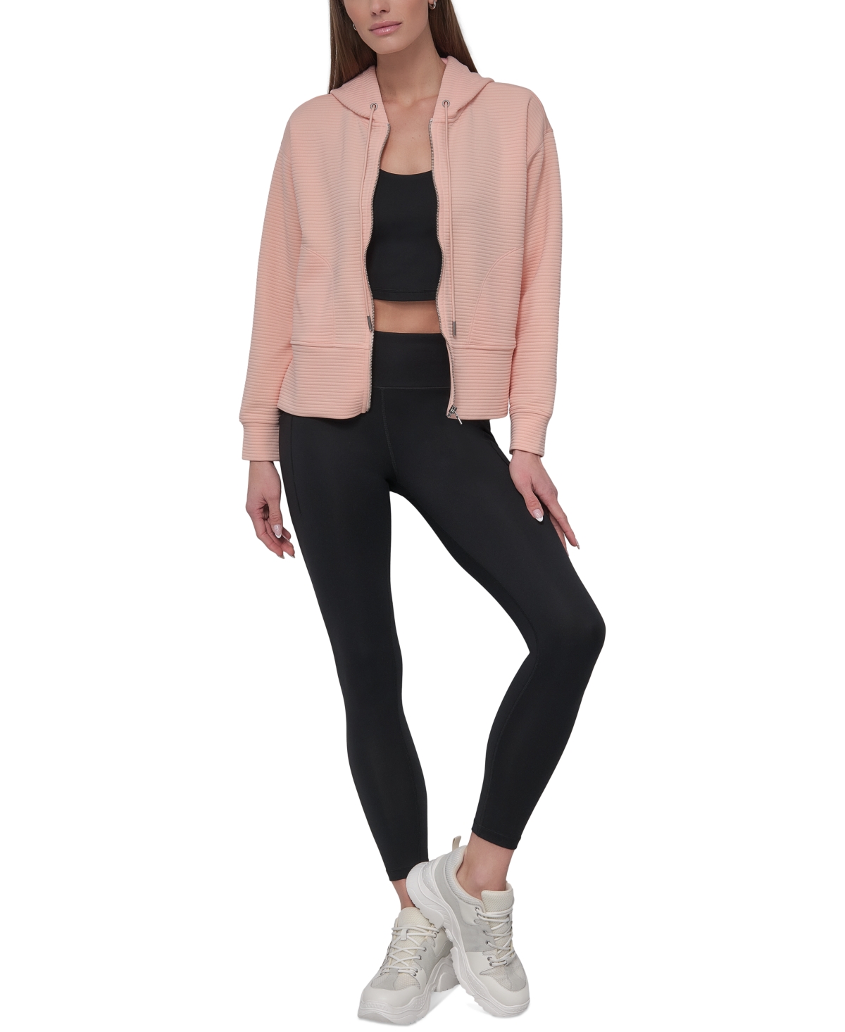 Dkny Women's Tech Ottoman Full-zip Hoodie In Tropical Peach