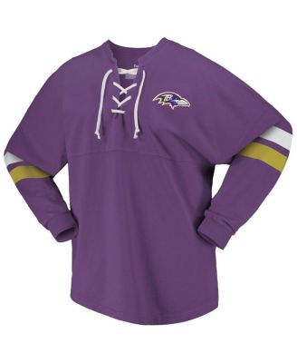 Women's Purple Baltimore Ravens Spirit Jersey Lace-Up V-Neck Long Sleeve T-Shirt