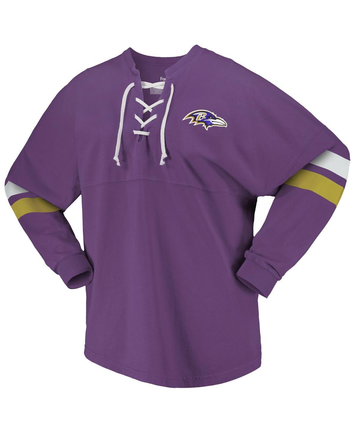 Fanatics Women's Purple Baltimore Ravens Spirit Jersey Lace-up V-neck Long Sleeve T-shirt In Purple