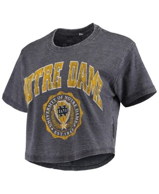 Women's Navy Notre Dame Fighting Irish Edith Vintage Burnout Crop T-Shirt