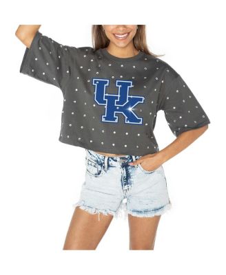 Women's Gray Kentucky Wildcats Go Time Rhinestone Crop T-Shirt