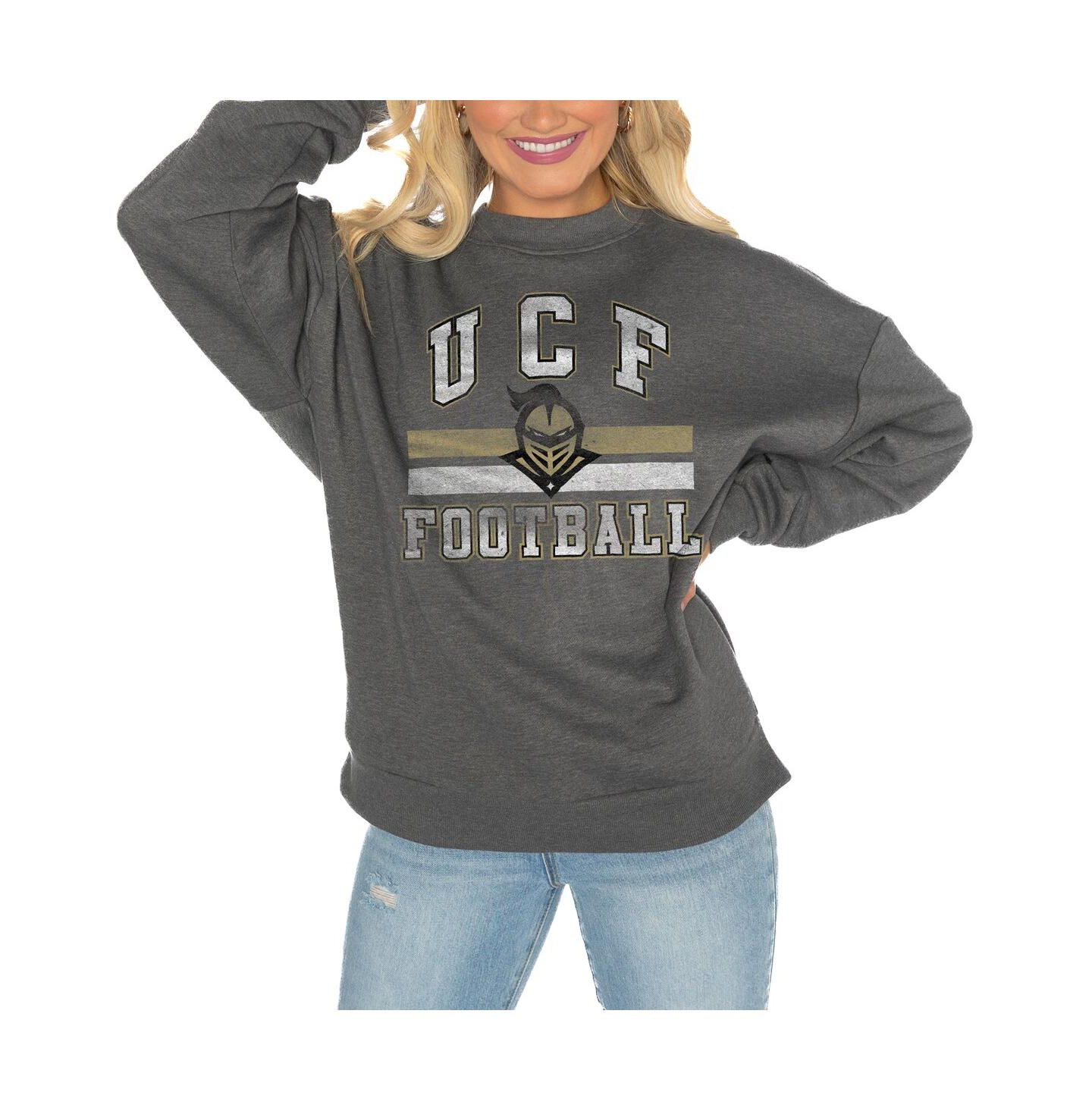 Женская толстовка Gameday Couture Charcoal UCF Knights Good Vibes Premium Fleece Drop Shoulder Pullover — фото 1