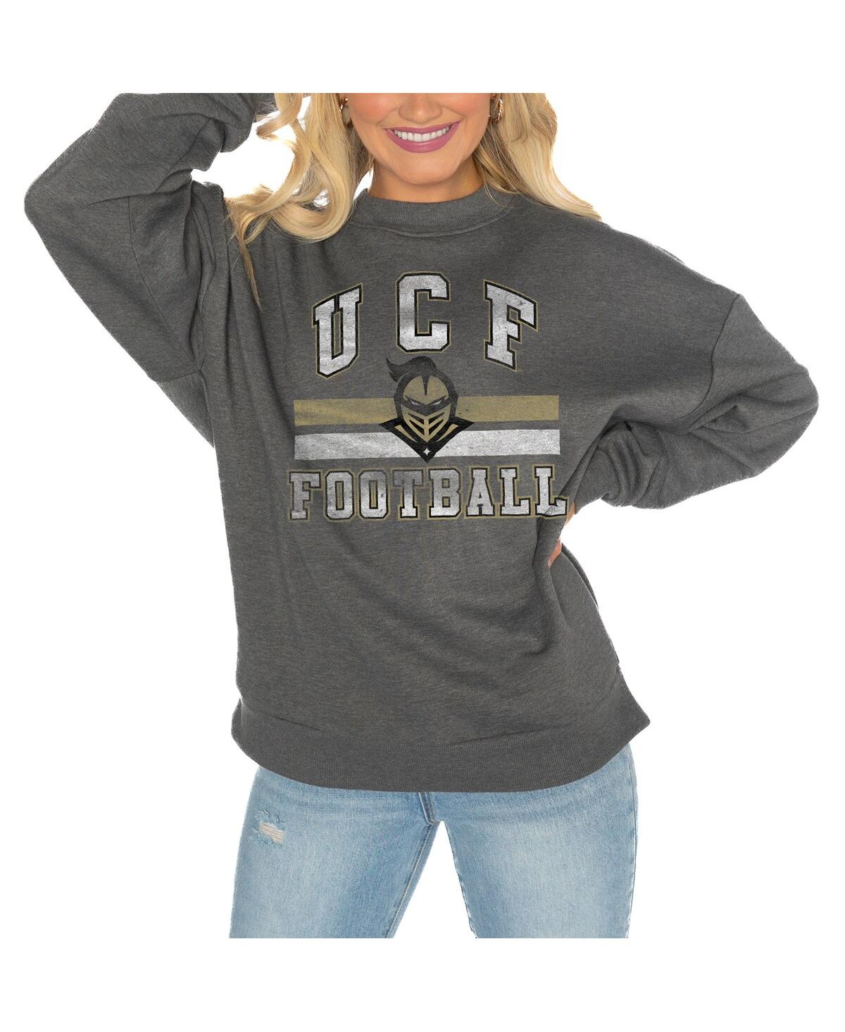 GAMEDAY COUTURE WOMEN'S CHARCOAL UCF KNIGHTS GOOD VIBES PREMIUM FLEECE DROP SHOULDER PULLOVER SWEATSHIRT 
