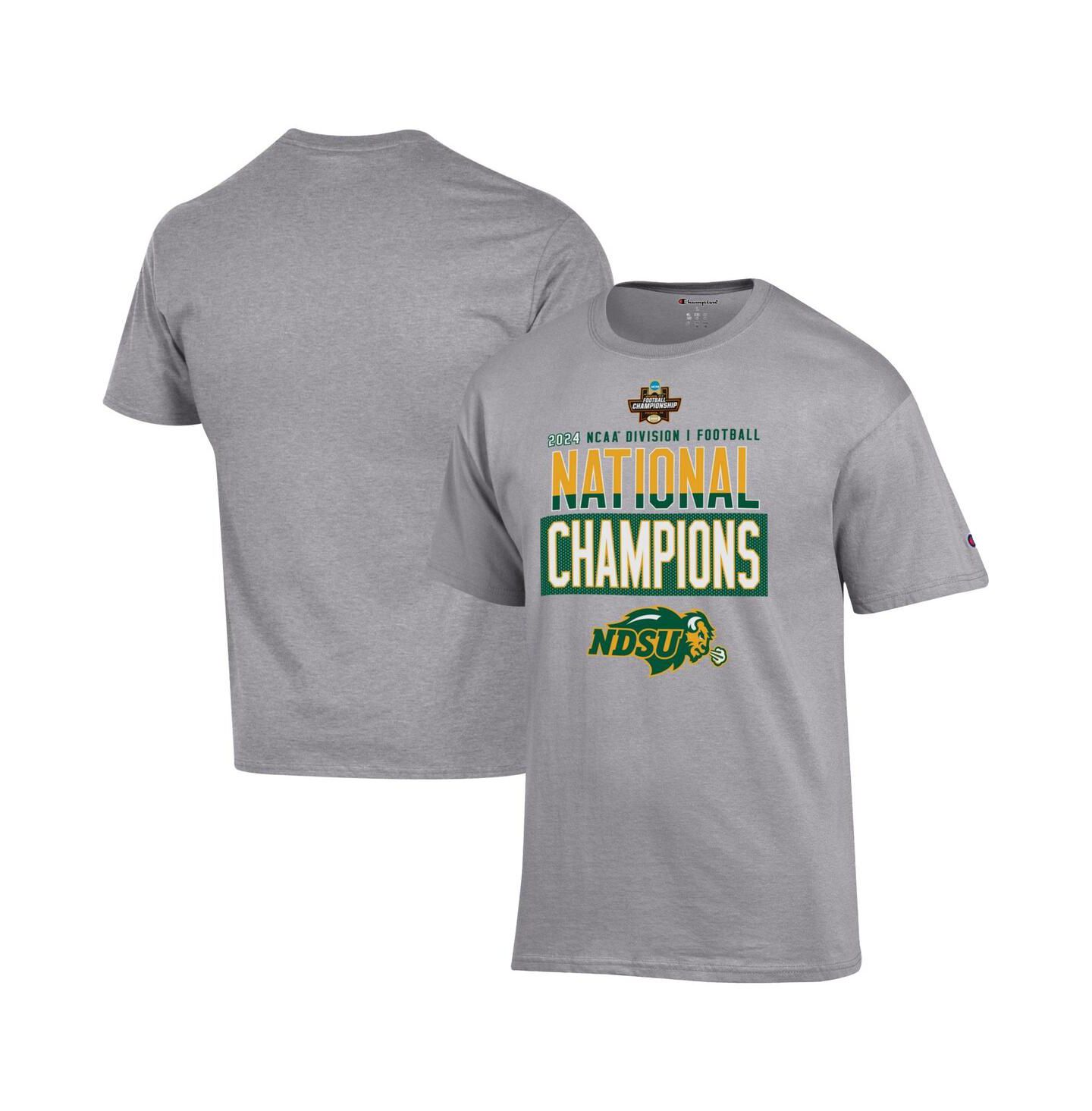 Мужская футболка Champion Gray Ndsu Bison 2024 NCAA Fcs Football National Champions Locker Room — фото 1