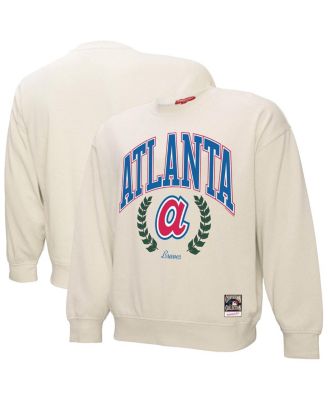 Mitchell & Ness - Women's Cream Atlanta Braves Cooperstown Collection Laurel Pullover Sweatshirt