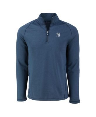Men's Heather Navy New York Yankees Peshastin Eco Fleece Raglan Quarter-Zip Top