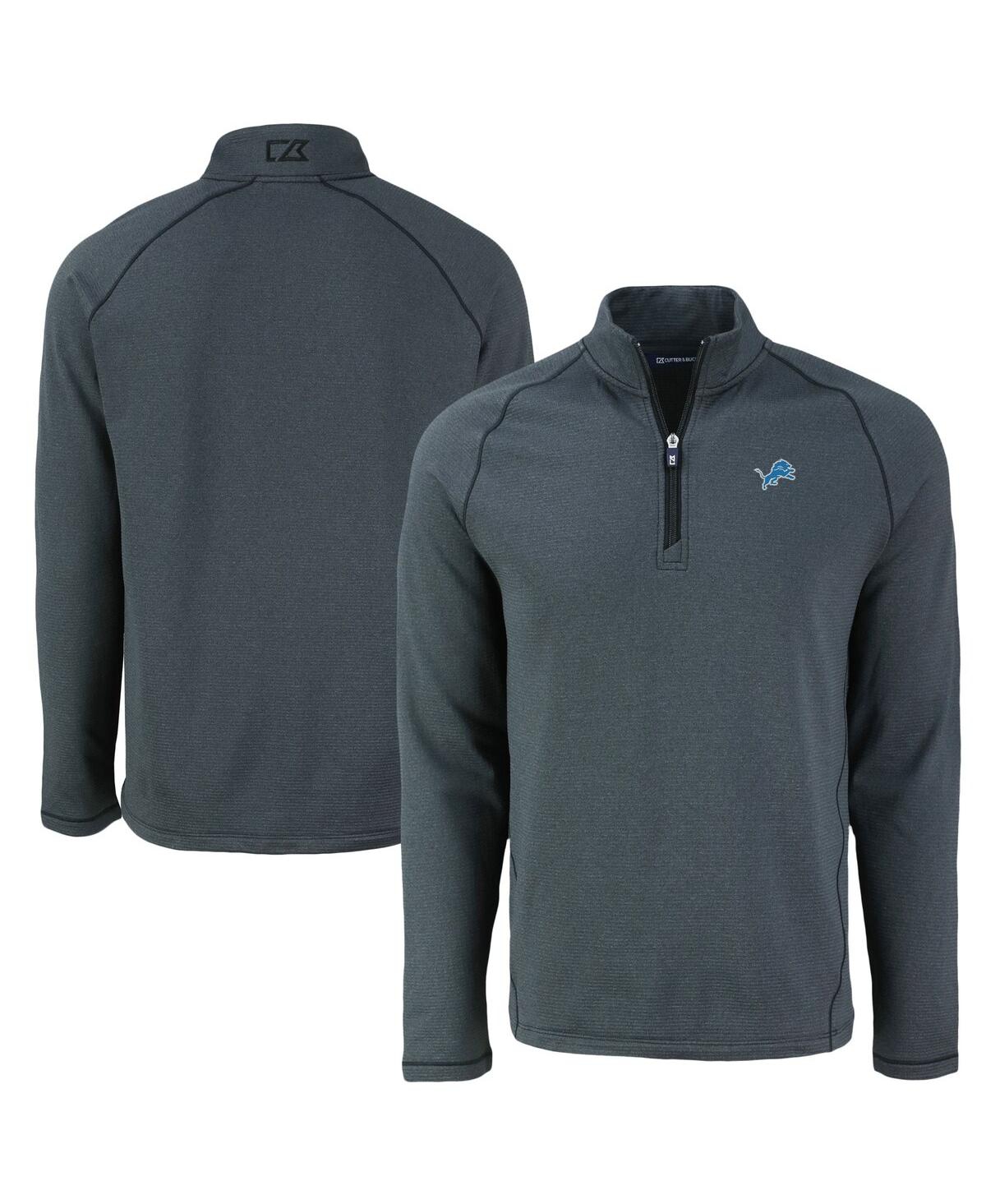 Men's Heather Black Detroit Lions Peshastin Eco Fleece Tri-Blend Raglan Quarter-Zip Jacket - Heather Black