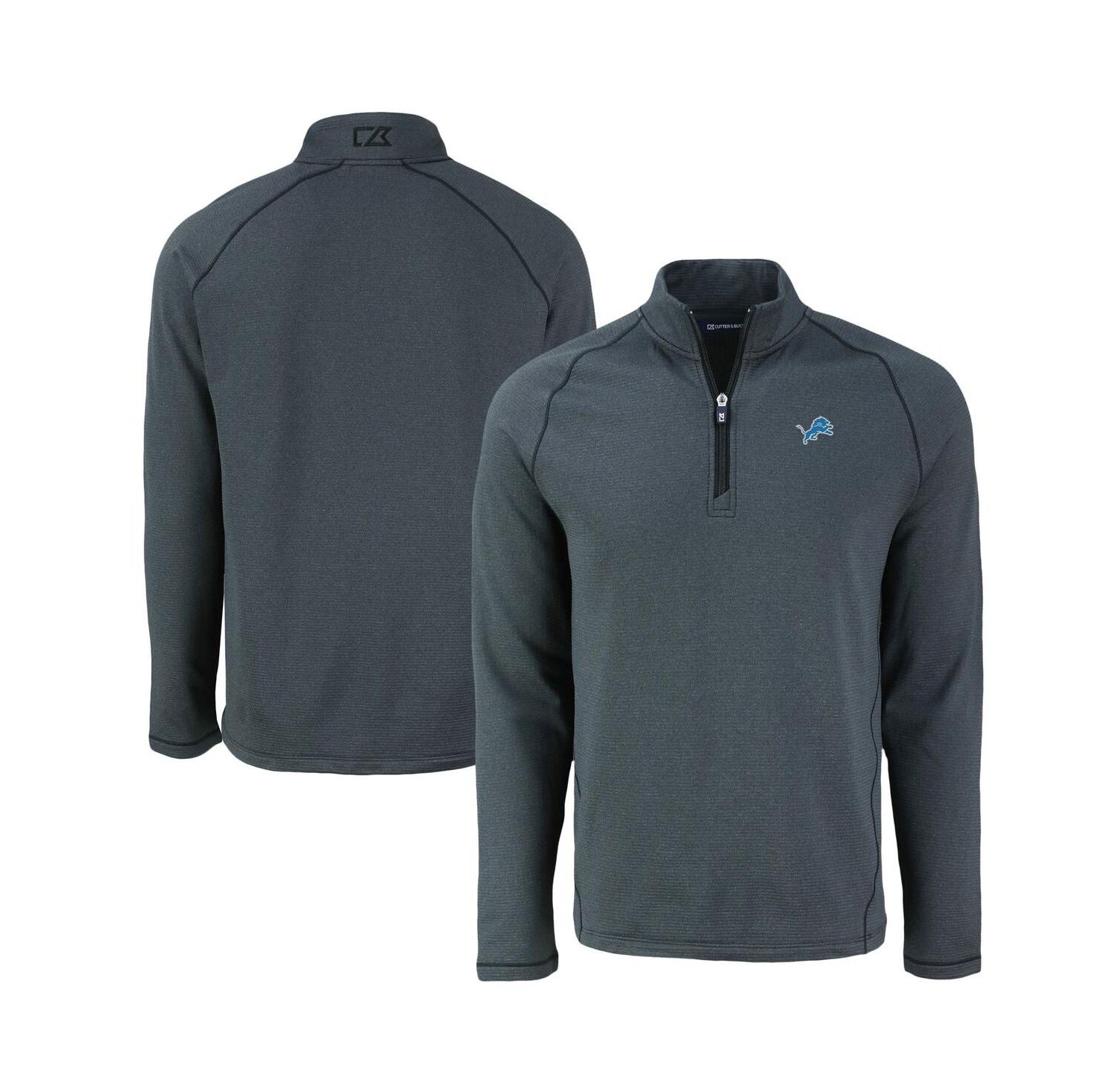 Men's Heather Black Detroit Lions Peshastin Eco Fleece Tri-Blend Raglan Quarter-Zip Jacket