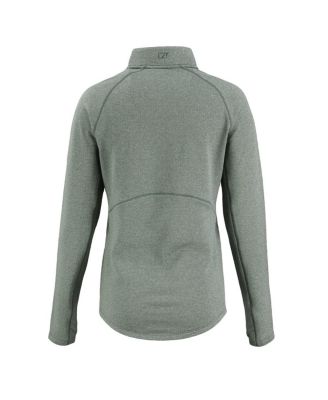 Women's Heather Green Green Bay Packers Peshastin Eco Fleece Tri-Blend Raglan Half-Zip Jacket