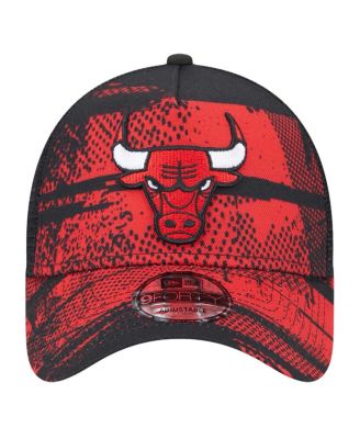 Men's Black/Red Chicago Bulls Tip Off A-Frame Trucker 9FORTY Adjustable Hat