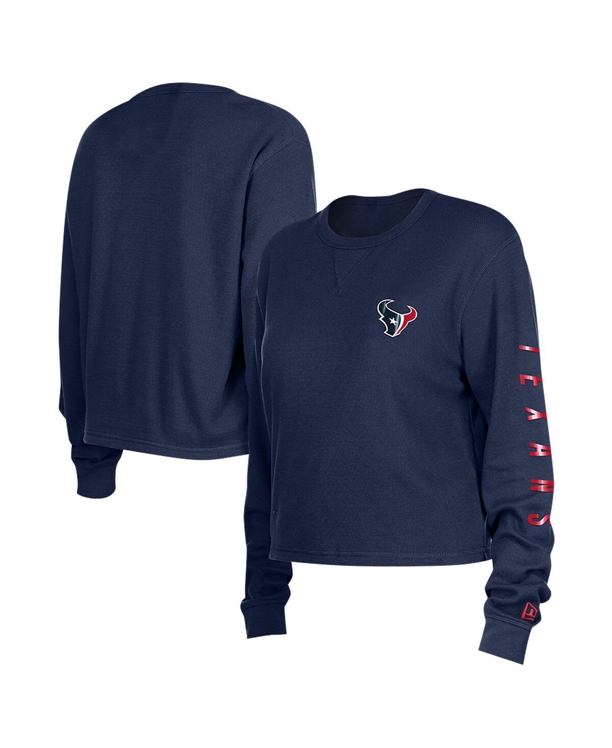 NEW ERA WOMEN'S NAVY HOUSTON TEXANS THERMAL CROP LONG SLEEVE T-SHIRT 