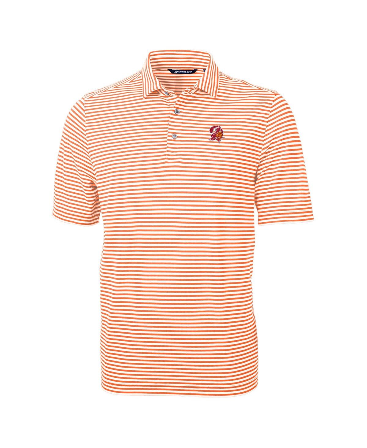 Cutter & Buck Men's Orange Tampa Bay Buccaneers Virtue Eco Pique Stripe Polo In Orange