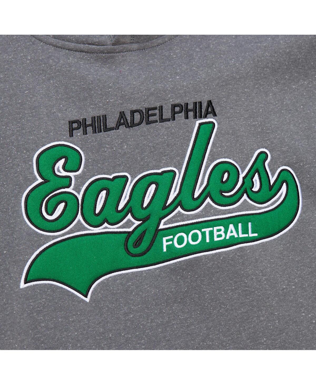 Mitchell & Ness Men's Heather Gray Philadelphia Eagles Vintage Logo Snow Washed Fleece Pullover Hoodie In Heather Gray
