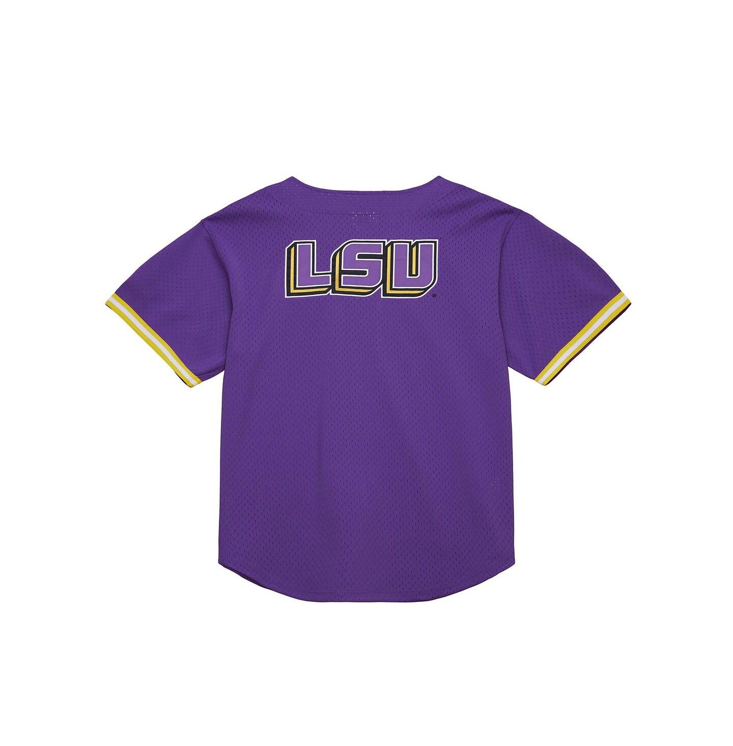 Мужской топ Mitchell & Ness Purple LSU Tigers Game Time Vintage Mesh Button Front — фото 3