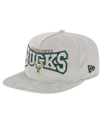 New Era - Men's  Gray Milwaukee Bucks Throwback Corduroy Golfer Snapback Hat