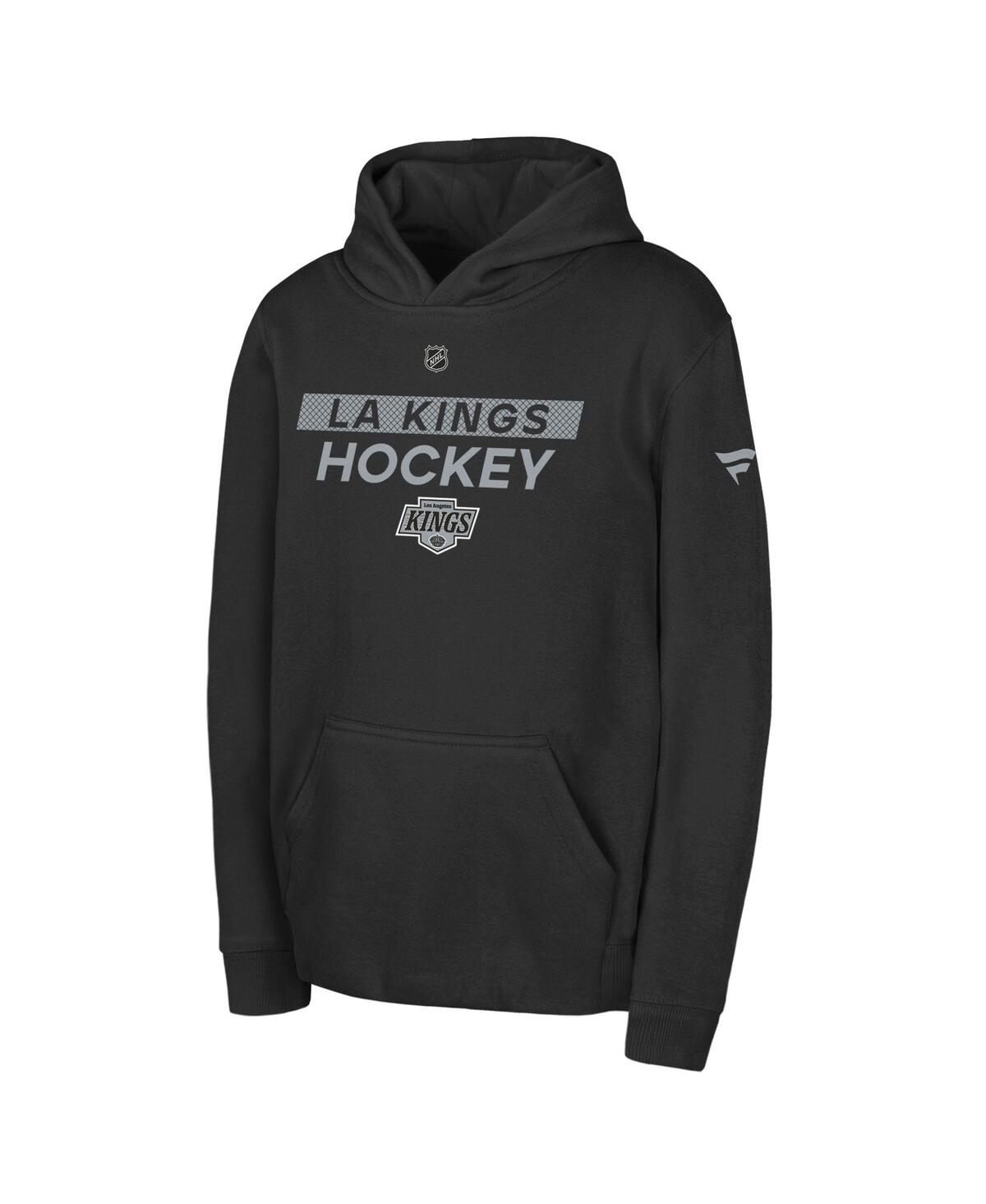 Outerstuff Big Boys And Girls Black Los Angeles Kings Authentic Pro Wordmark Fleece Pullover Hoodie In Black