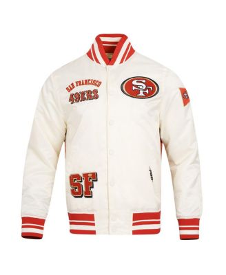 Men's Cream/Scarlet San Francisco 49ers Sublimated Satin Full-Snap Jacket
