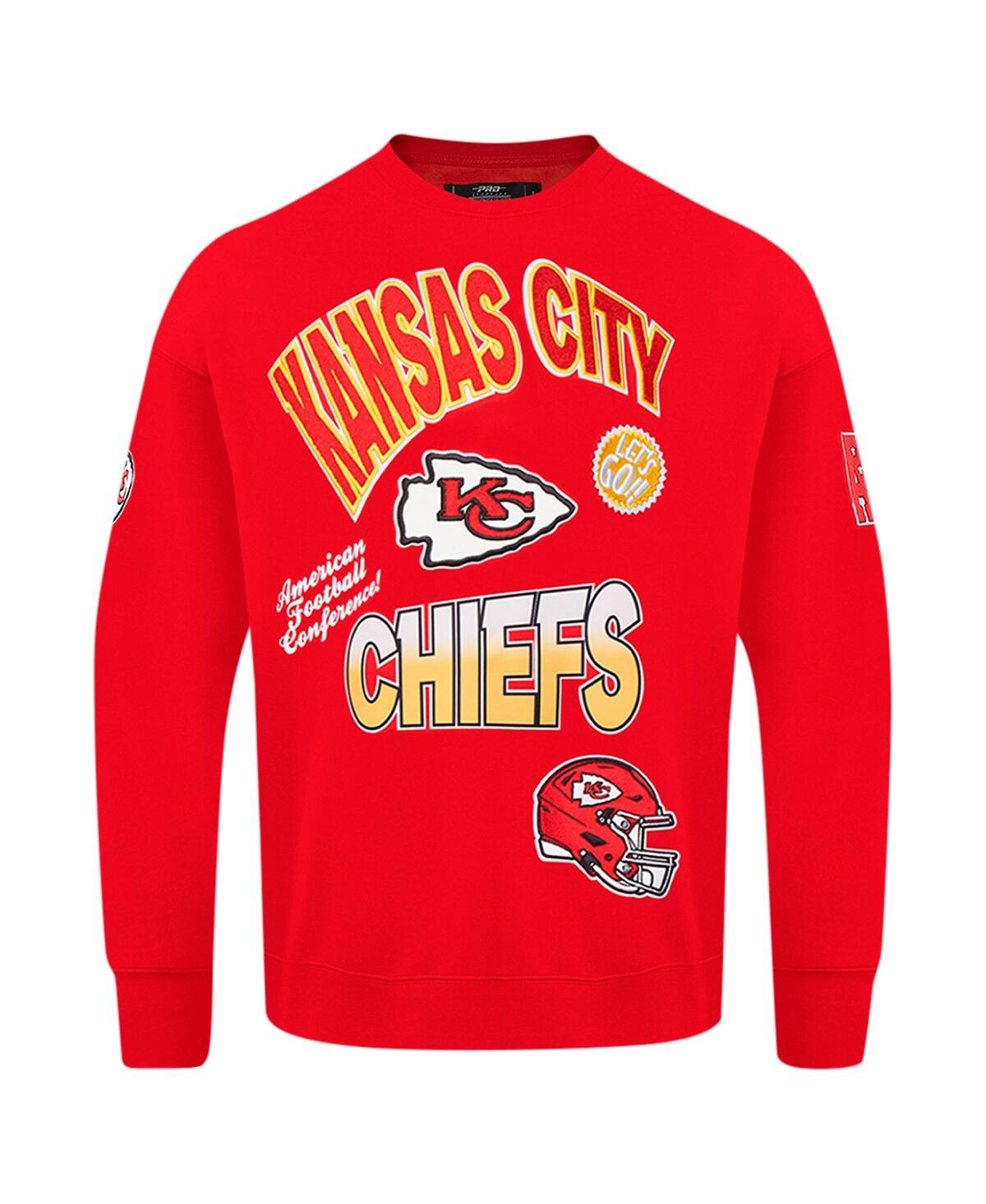 PRO STANDARD MEN'S RED KANSAS CITY CHIEFS TURN IT UP DROP SHOULDER PULLOVER SWEATSHIRT 