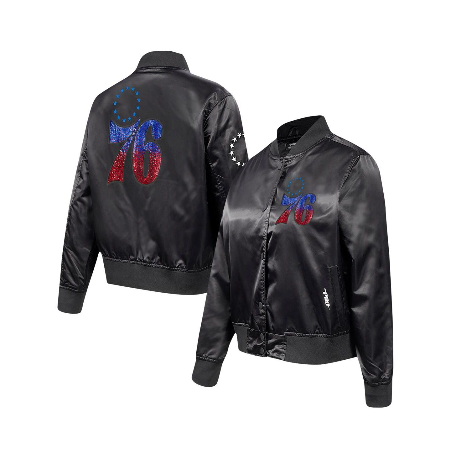 Женская куртка Pro Standard Black Philadelphia 76ers Jeweled Satin Full-Snap — фото 1