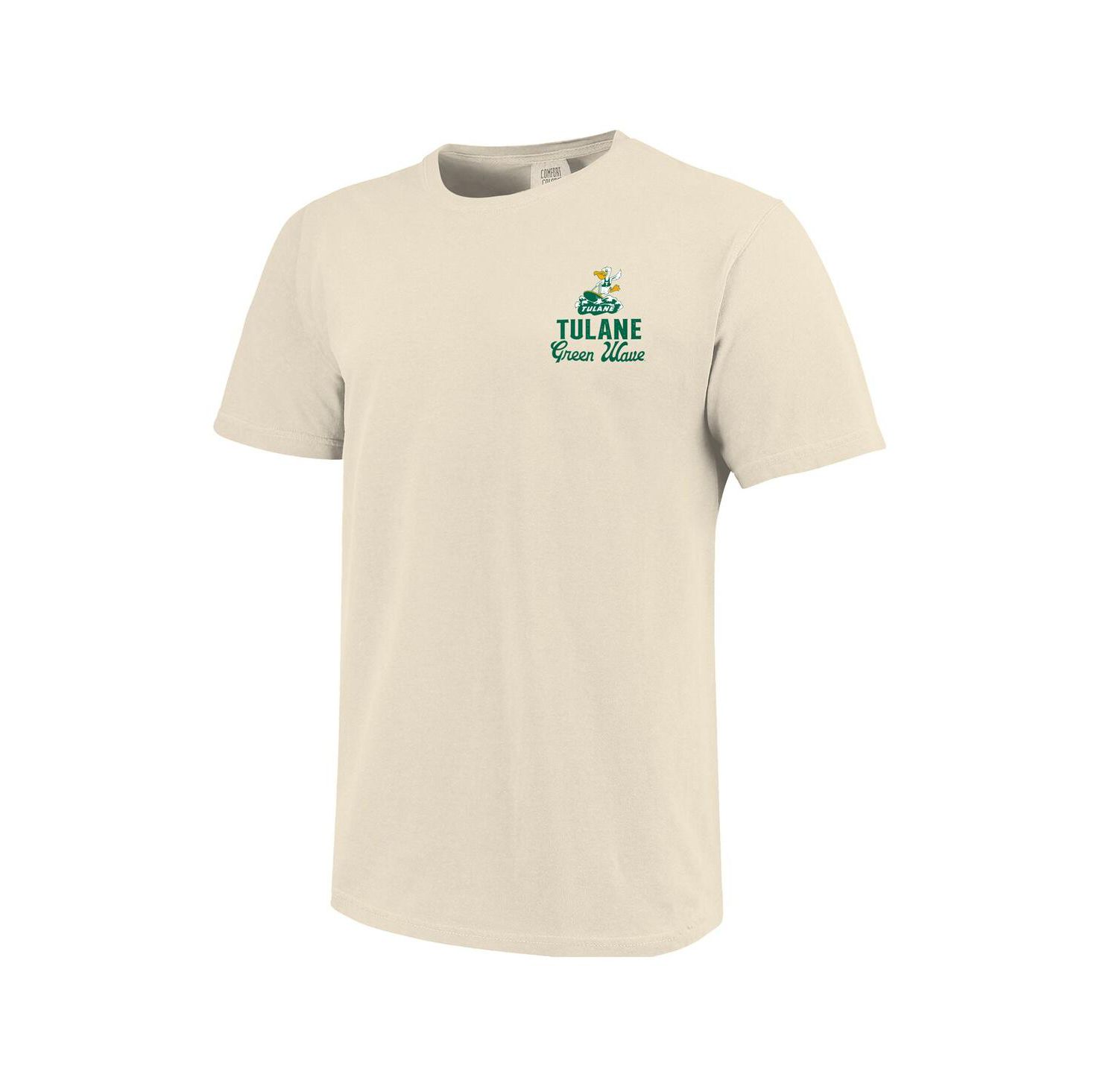 Men's Cream Tulane Green Wave Comfort Colors Mascot Overlay T-Shirt