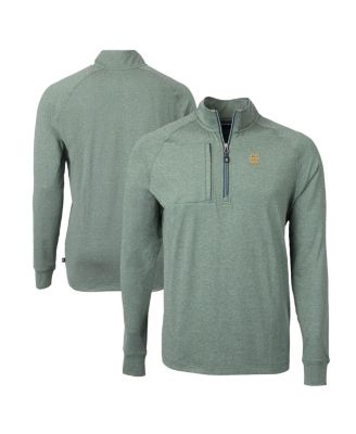 Cutter & Buck - Men's Heather Green Notre Dame Fighting Irish Alumni Logo Adapt Knit Heathered Quarter-Zip Pullover Top