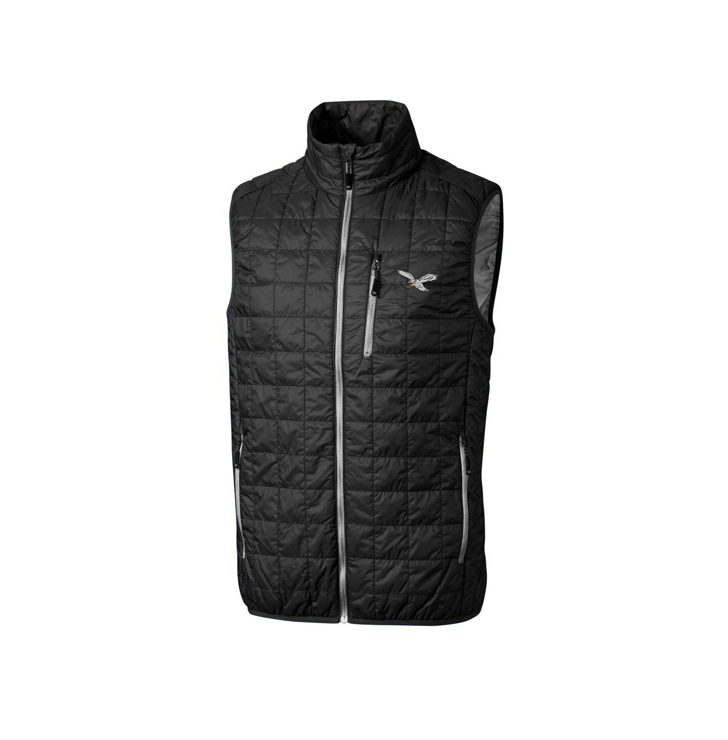Мужской жилет Cutter & Buck Black Philadelphia Eagles Rainier PrimaLoft Eco Full-Zip Puffer Vest — фото 2