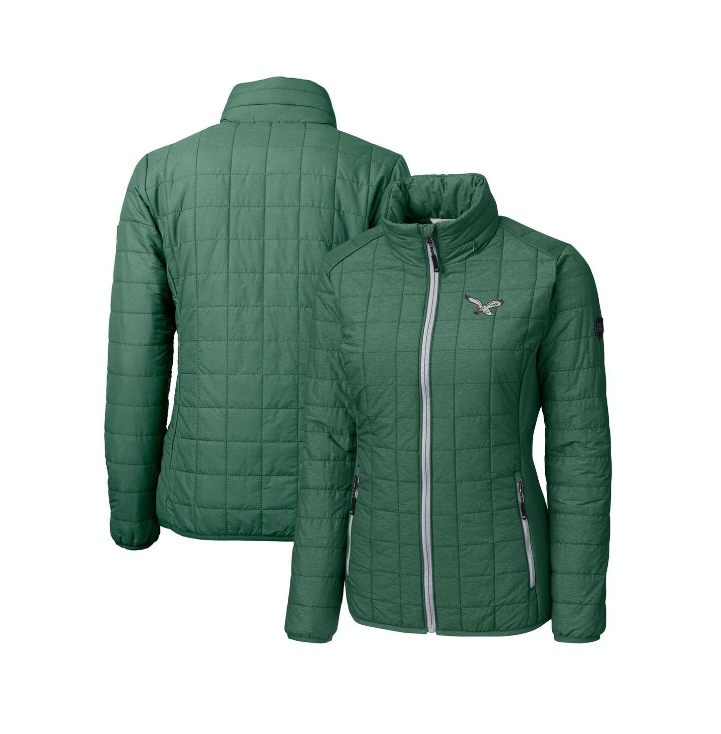 Женская куртка Cutter & Buck Green Philadelphia Eagles Gridiron Classics Logo Rainier PrimaLoft Eco Insulated Full-Zip Puffer — фото 1