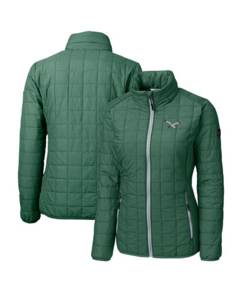 Женские куртки Cutter & Buck Women's Green Philadelphia Eagles Gridiron Classics Logo Rainier PrimaLoft Eco Insulated Full-Zip Puffer Jacket