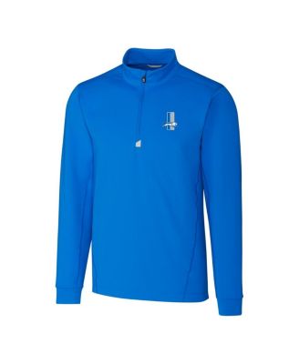 Men's Blue Detroit Lions Throwback Logo Traverse Stretch Quarter-Zip Pullover Top