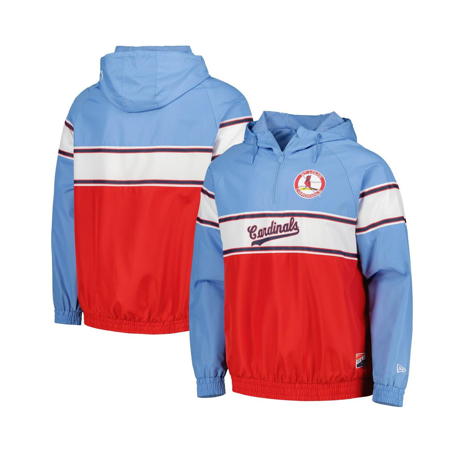 Men's Light Blue St. Louis Cardinals Ripstop Raglan Quarter-Zip Hoodie