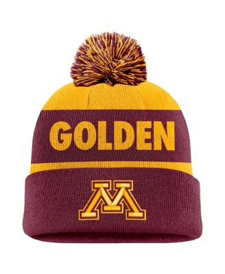 Nike - Men's  Gold/Garnet Minnesota Golden Gophers Peak Stripe Cuffed Knit Hat with Pom