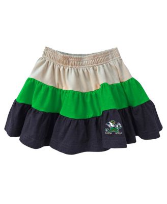 Girls Toddler 2-Piece Tan/Navy Notre Dame Fighting Irish Tri-Blend Sleeveless Full-Zip Hoodie and Tiered Skirt Set